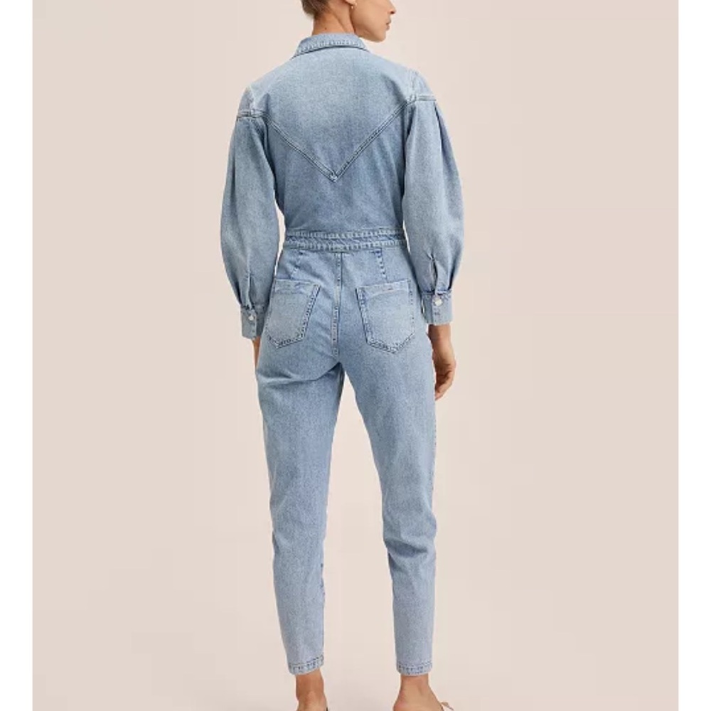 Mango Blue Denim Overalls with Fitted Waist